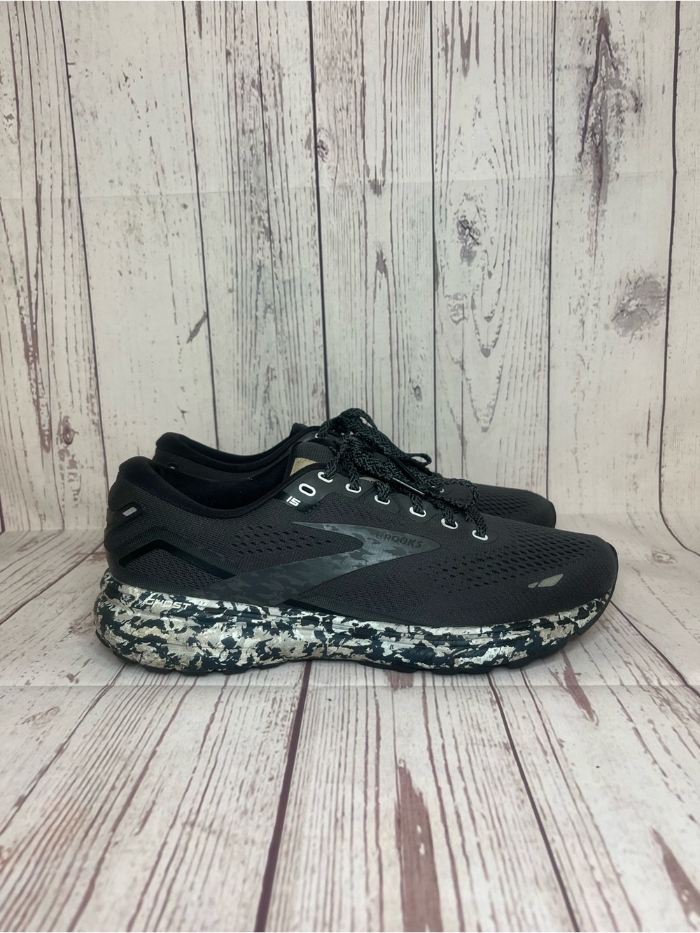 Brooks Ghost 15 Shoes Womens Size 9.5 Gray Camo Running Sneakers